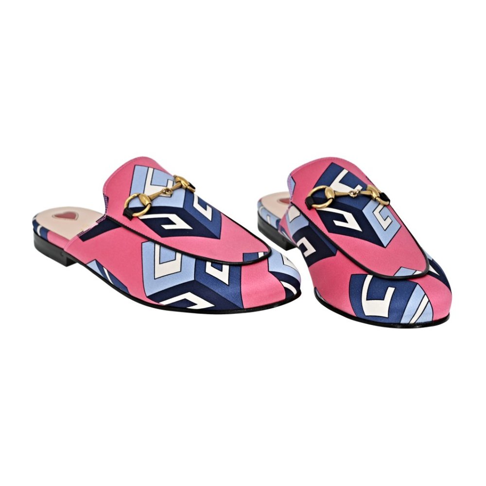Gucci Women's Princetown Gg Cube Satin Mules